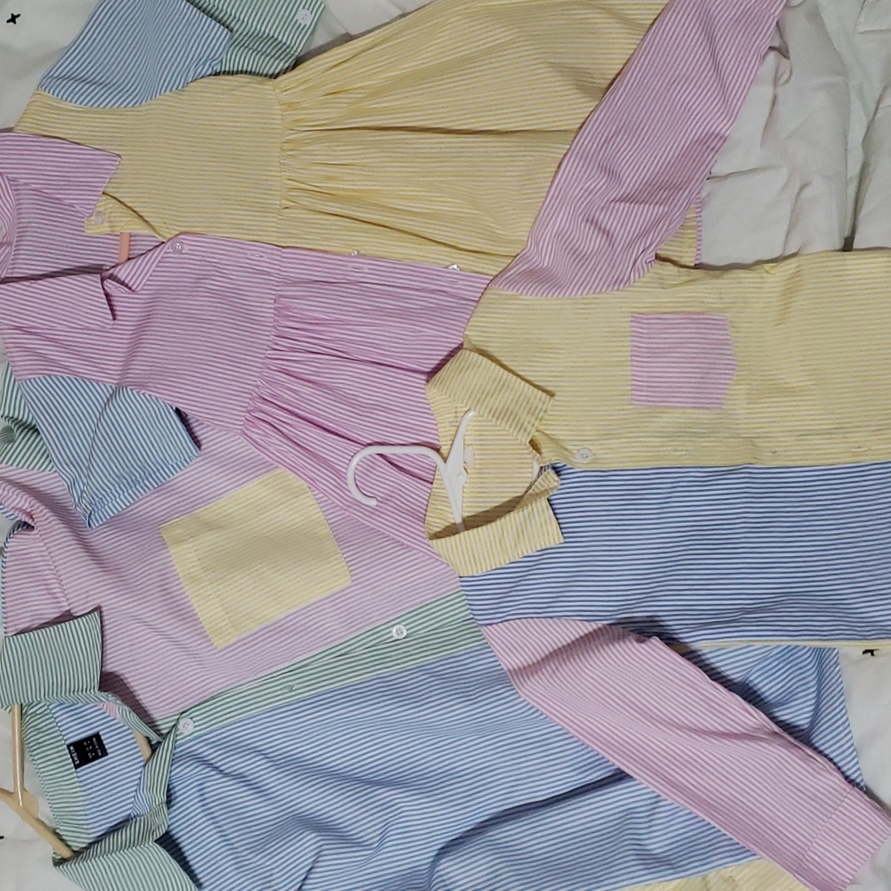 3pc set=Mommy (M/L) & Mini (3T) button  up shirts & 4T matching dress